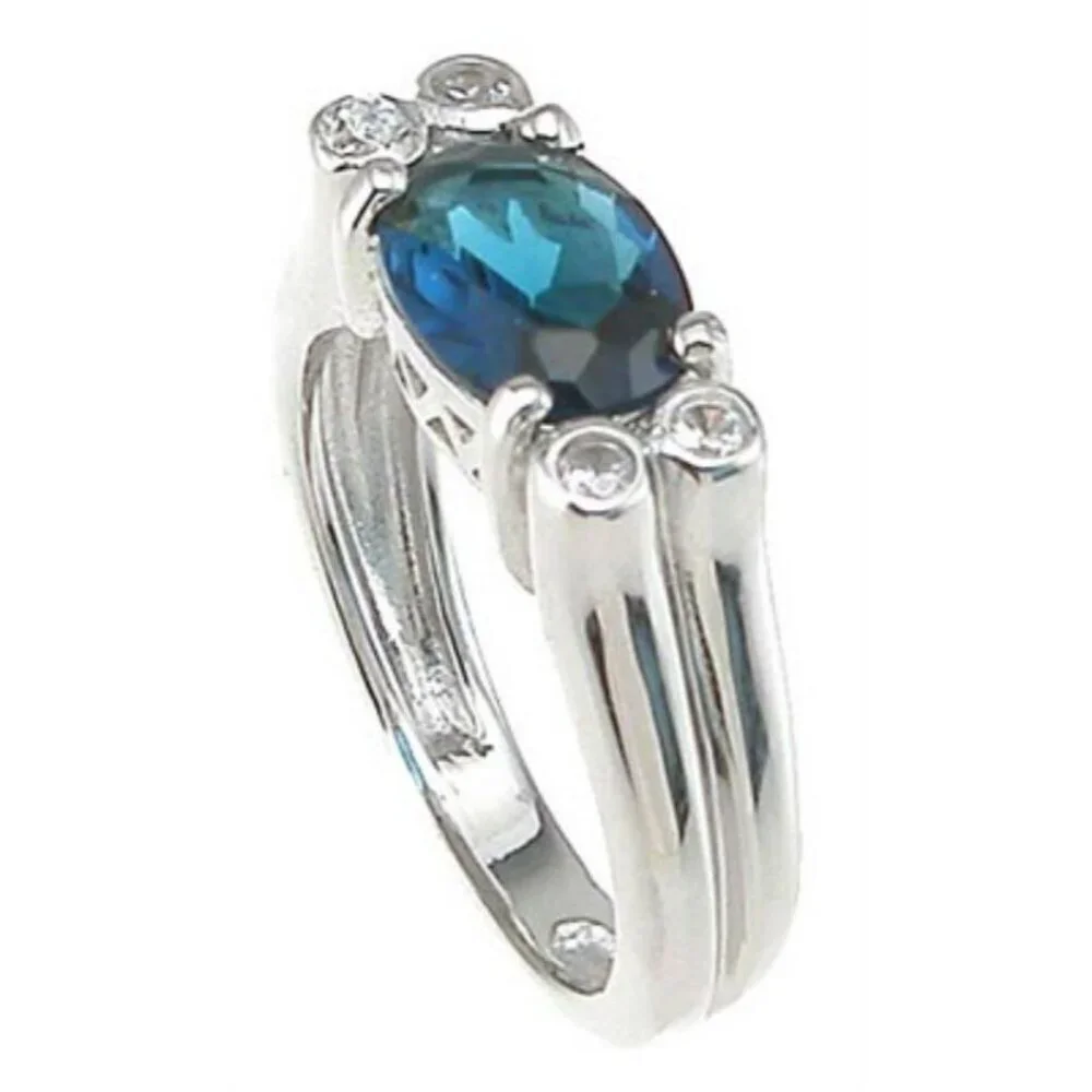 Fashion Simulated 1.0 Ct Sapphire Womens Size 5.75 Ring Sterling Silver